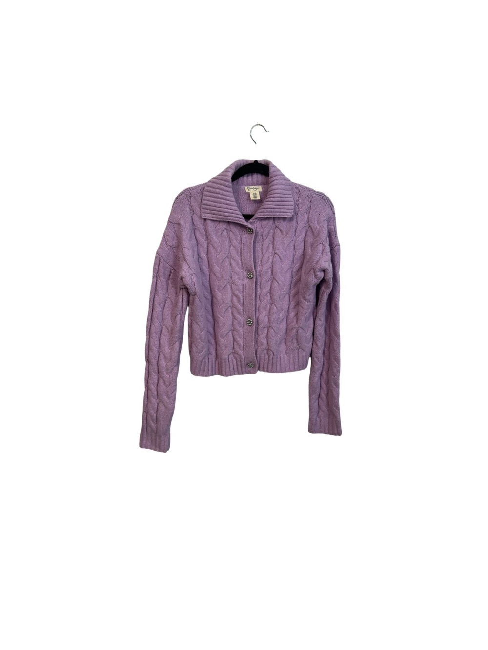 Jessica Simpson Lilac Cable-Knit Button Front Sweater